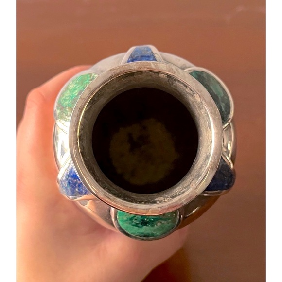 💚Emilia Castillo Ltd Ed. Malachite & Lapis Semi Precious Sterling Silver Vase💙 - Picture 6 of 7